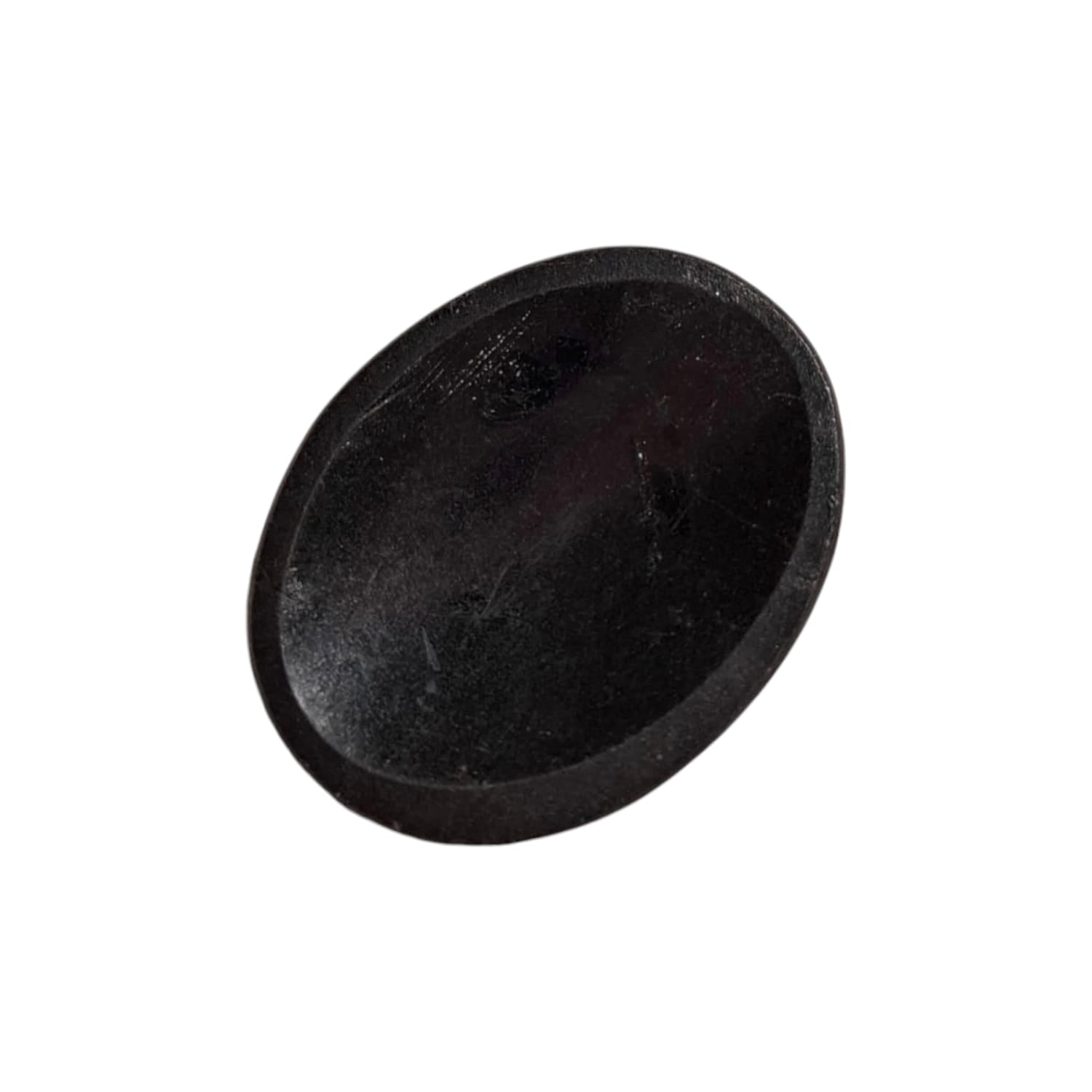 Black Tourmaline Worry Stone by GeoFossils – smooth, polished stone in deep black, ideal for grounding, protection, and Root Chakra connection, associated with the Earth element.