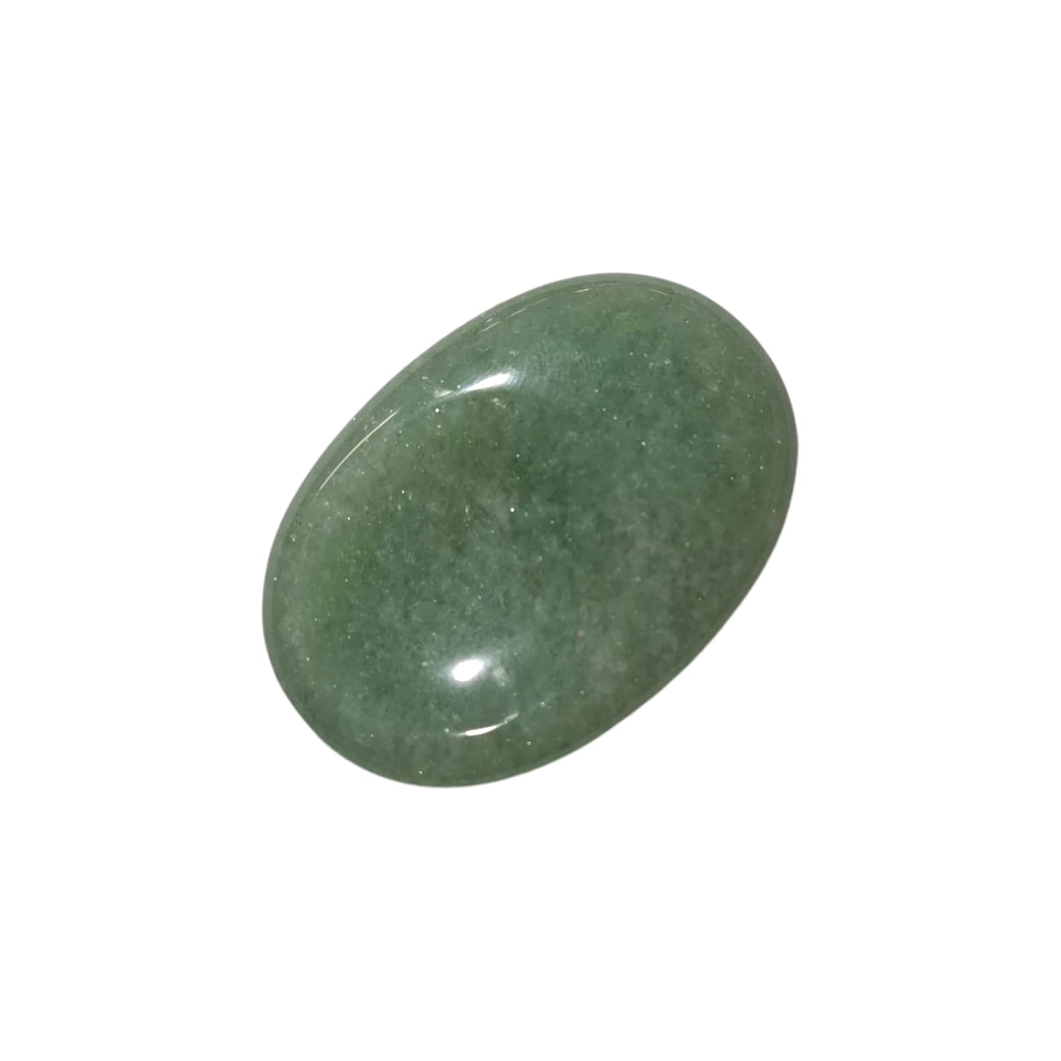 Green Aventurine Thumb Stone by GeoFossils – smooth, oval green stone with a soft, calming hue, perfect for attracting luck, emotional healing, and connecting with the Heart Chakra, associated with the Earth element.