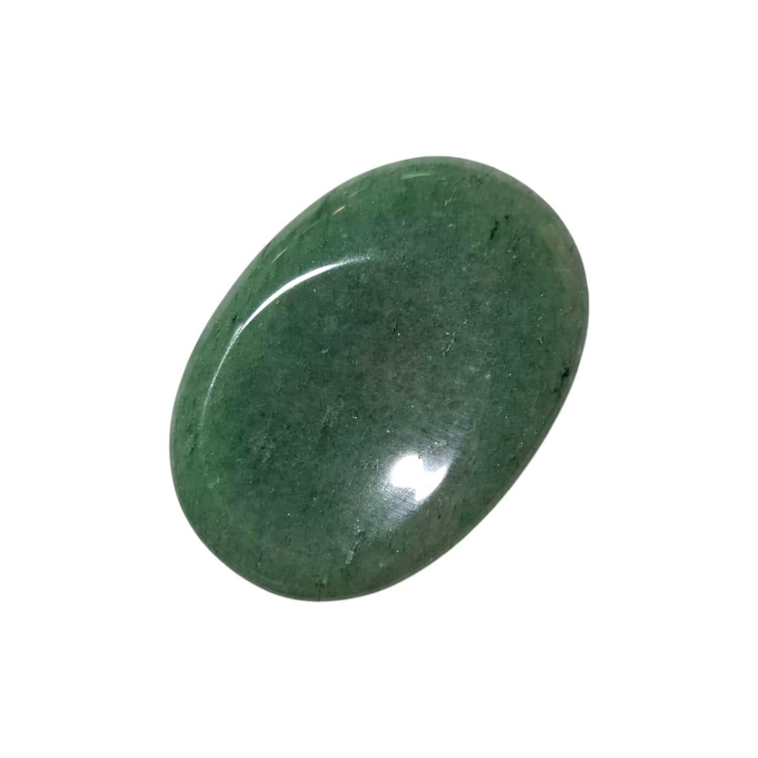 Green Aventurine Thumb Stone by GeoFossils – smooth, oval green stone with a soft, calming hue, perfect for attracting luck, emotional healing, and connecting with the Heart Chakra, associated with the Earth element.