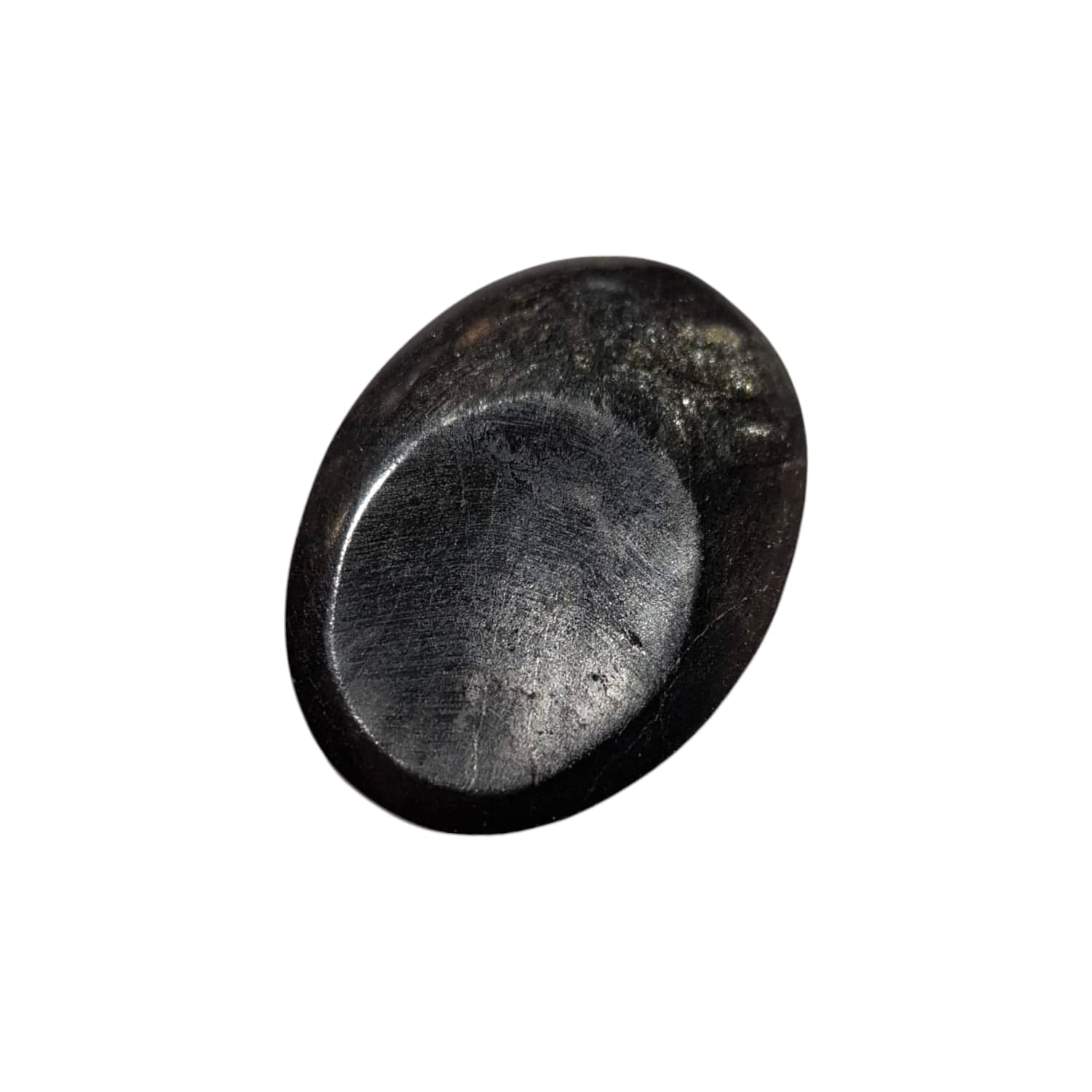 Hypersthene Thumb Stone by GeoFossils – smooth, oval stone with a metallic shimmer, perfect for grounding, mental clarity, and connecting with the Root and Third Eye Chakras, associated with the Earth element.