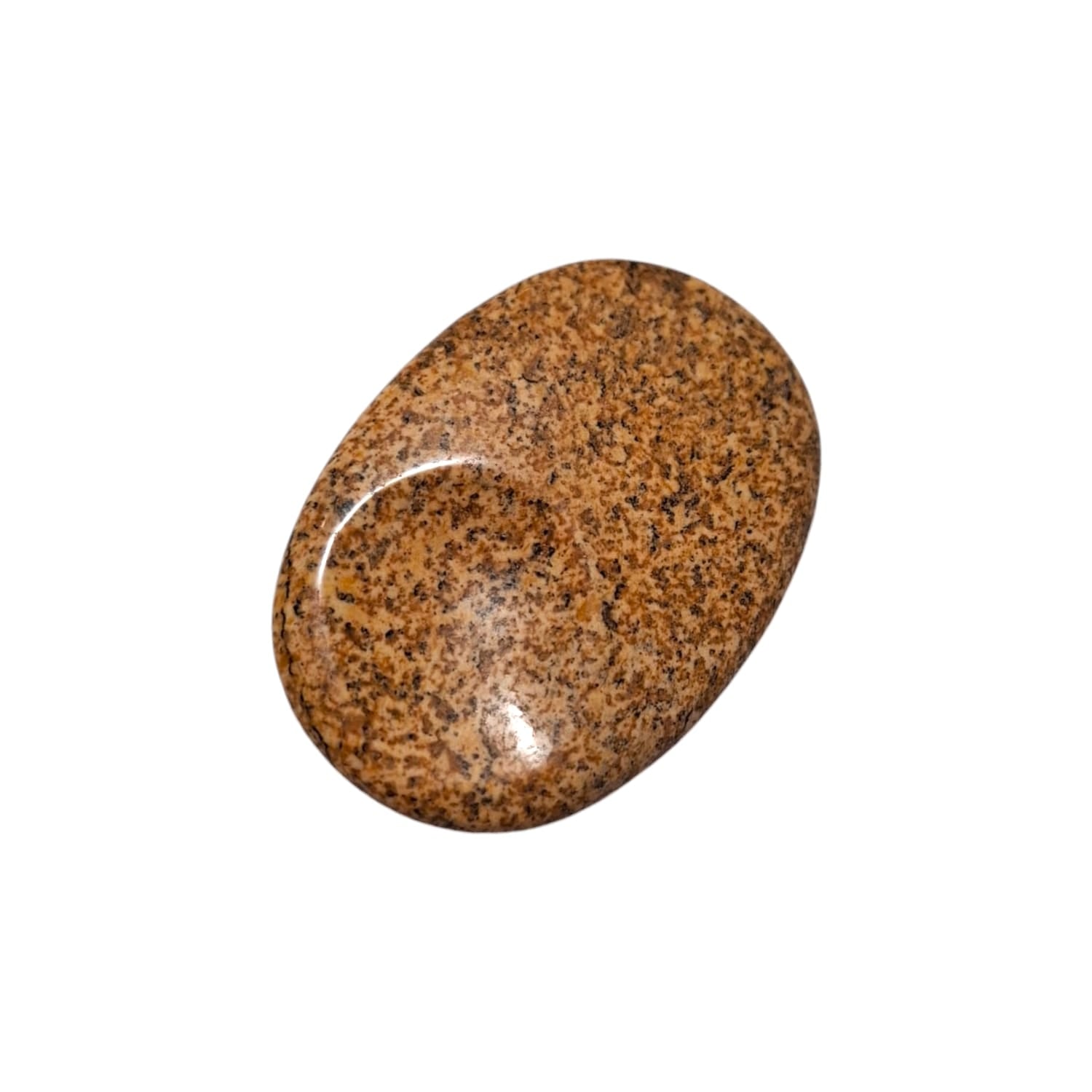 Picture Jasper Thumb Stone by GeoFossils – smooth, oval stone with natural earthy patterns, perfect for grounding, emotional healing, and connecting with the Root Chakra, associated with the Earth element.