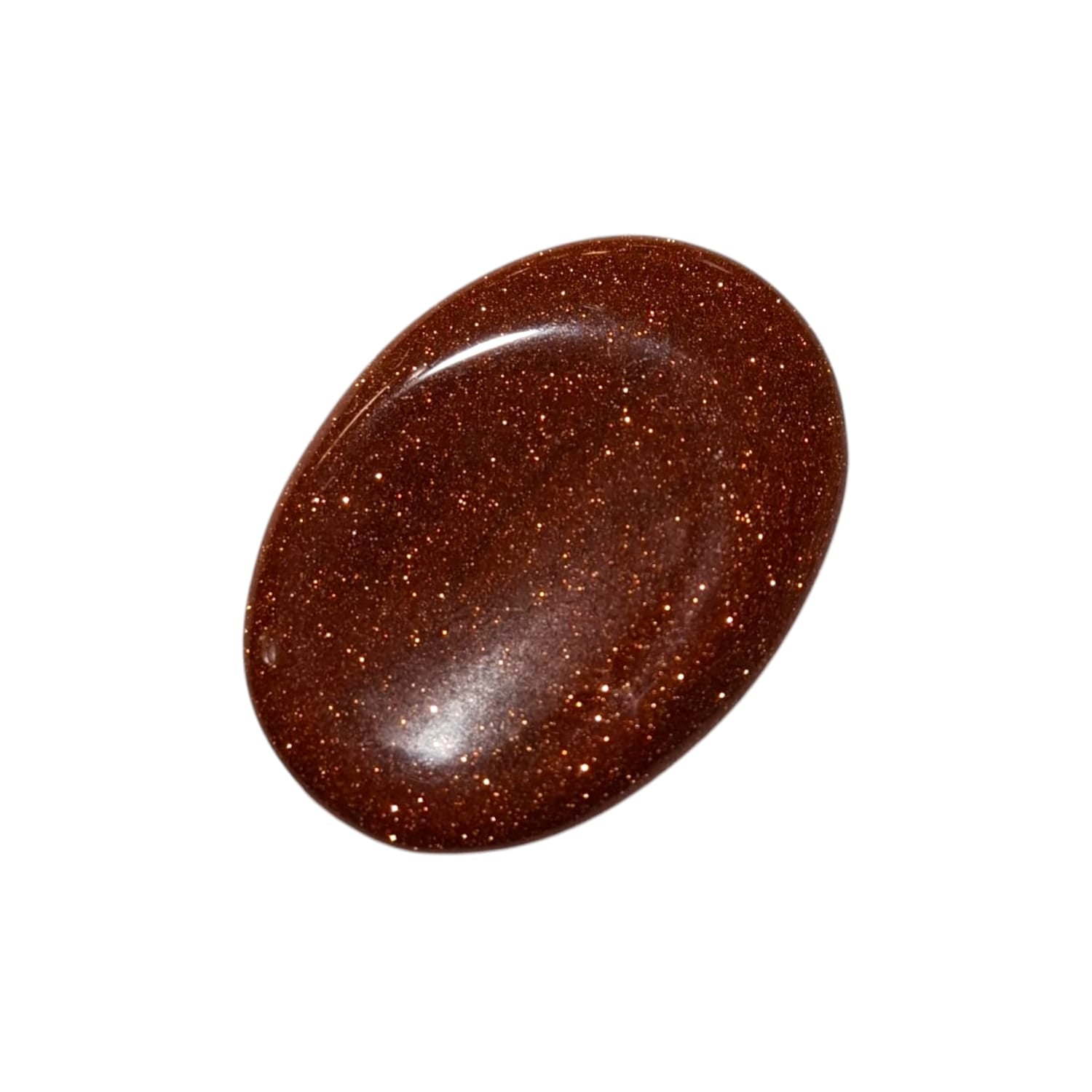 Red Goldstone Thumb Stone by GeoFossils – smooth, oval stone with a rich red hue and sparkling flecks, perfect for energy, confidence, and connecting with the Root and Sacral Chakras, associated with the Fire element.