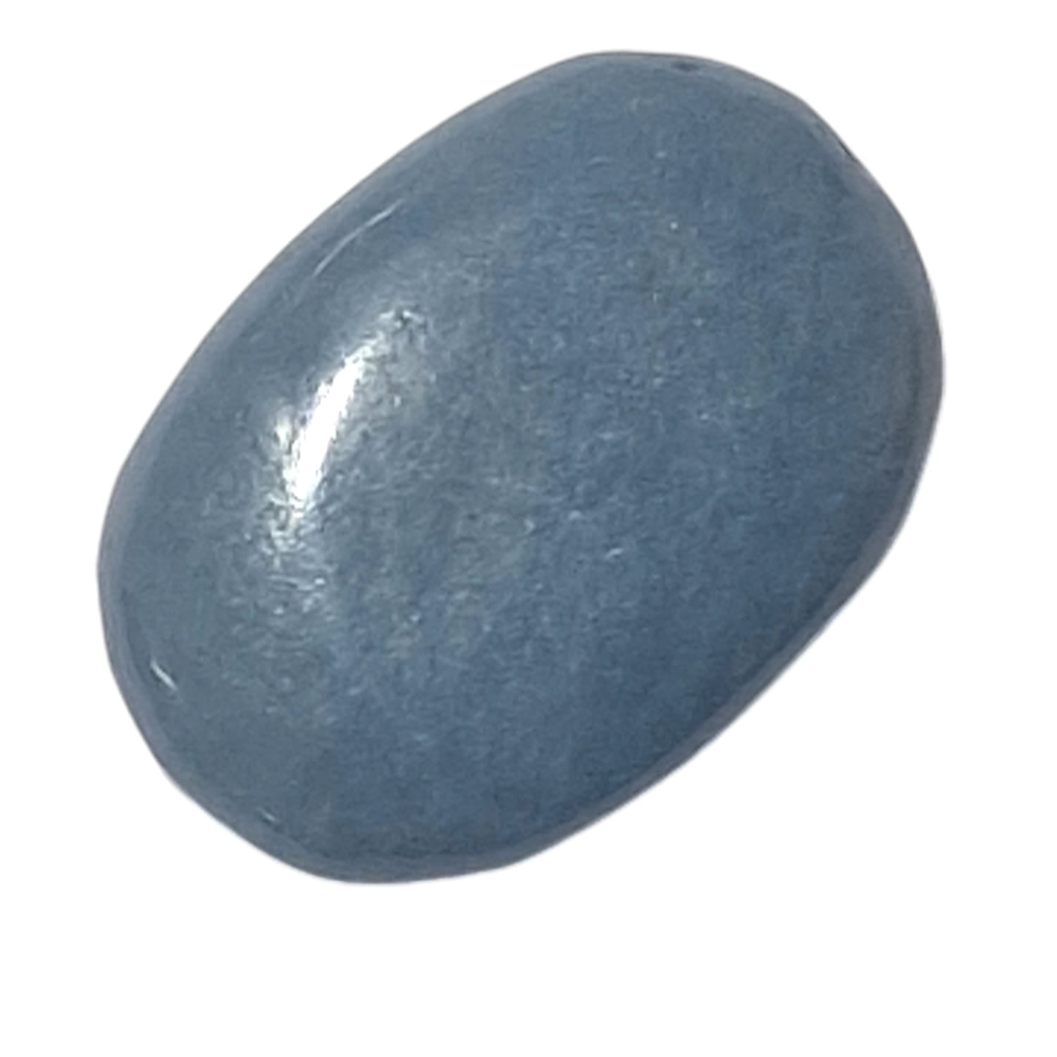 Angelite Medium Oval – a smooth, soft blue crystal known for its calming and spiritual properties, enhancing communication with higher realms, and promoting inner peace and emotional balance.