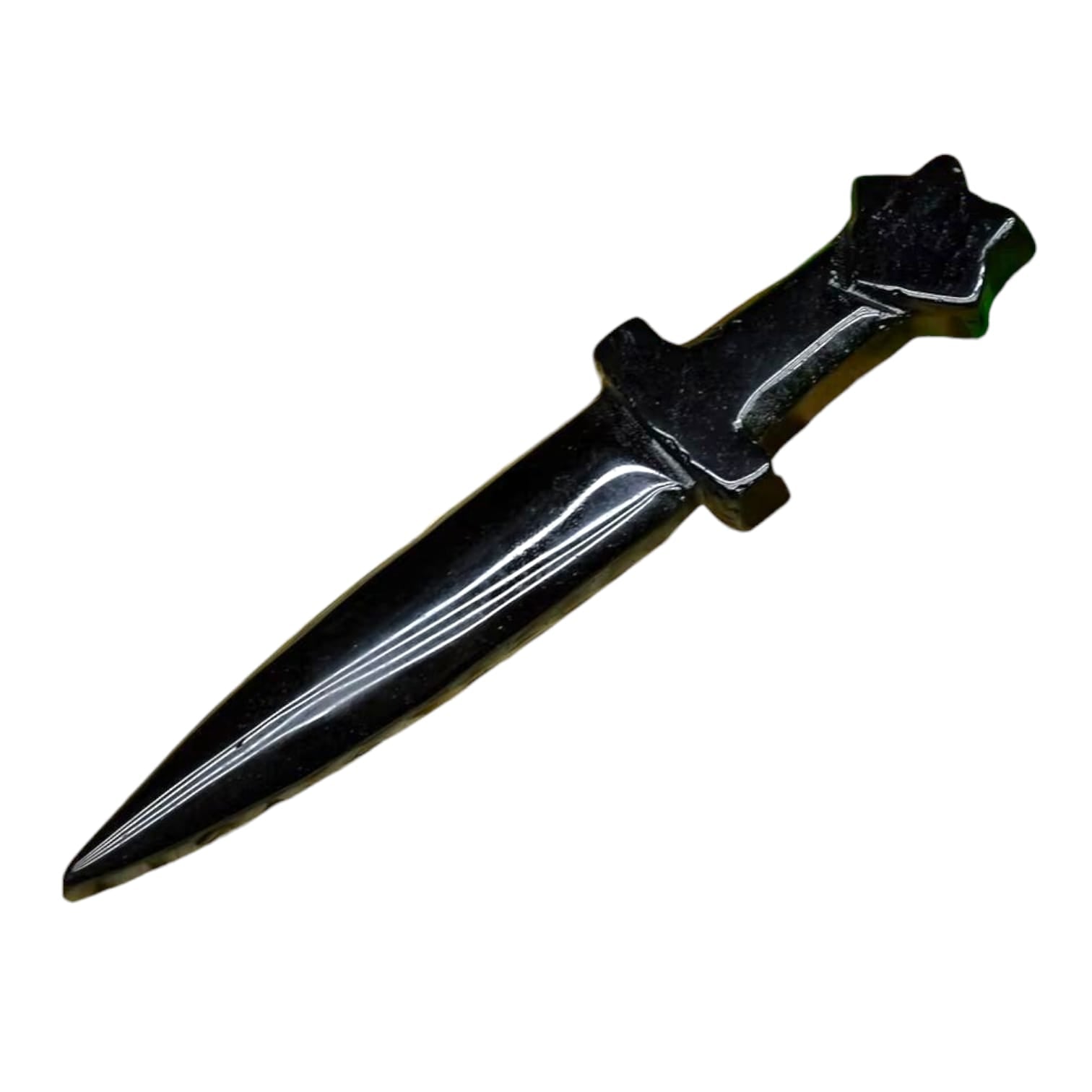 Black Obsidian Athame – a sleek black crystal ritual blade for grounding, protection, and banishing negativity.