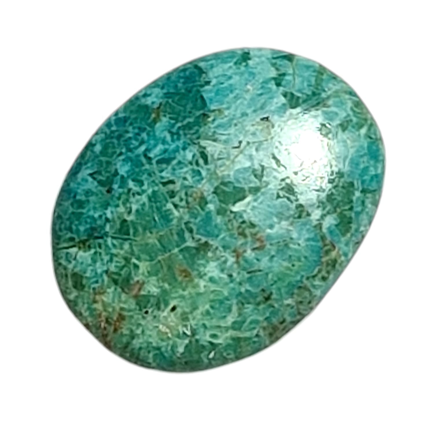 Chrysocolla Medium Oval – a smooth, blue-green crystal known for its calming properties, enhancing communication, emotional balance, and inner wisdom. Ideal for soothing the spirit and promoting self-expression.