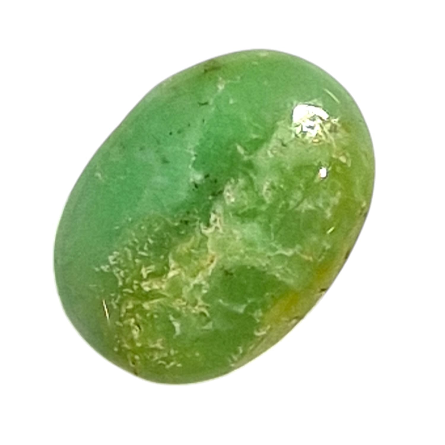 Chrysoprase Medium Oval – a vibrant green crystal known for attracting abundance, fostering self-love, and promoting emotional healing. Ideal for enhancing inner peace and positivity.