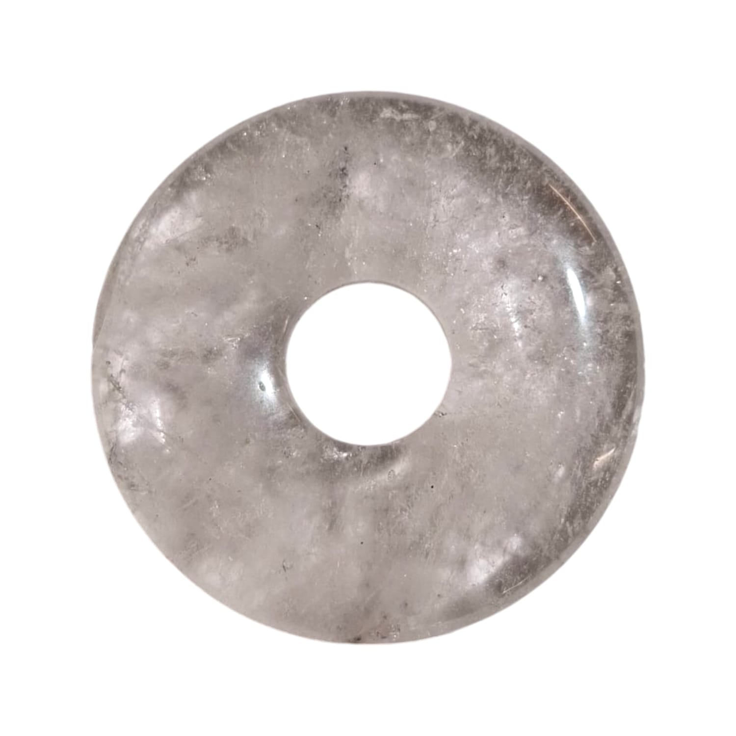 Crystal Quartz Munay Ki Pi Donut by GeoFossils – smooth, clear circular stone with a radiant, transparent quality, perfect for clarity, amplification, and connecting with the Crown Chakra in Andean spiritual practices.