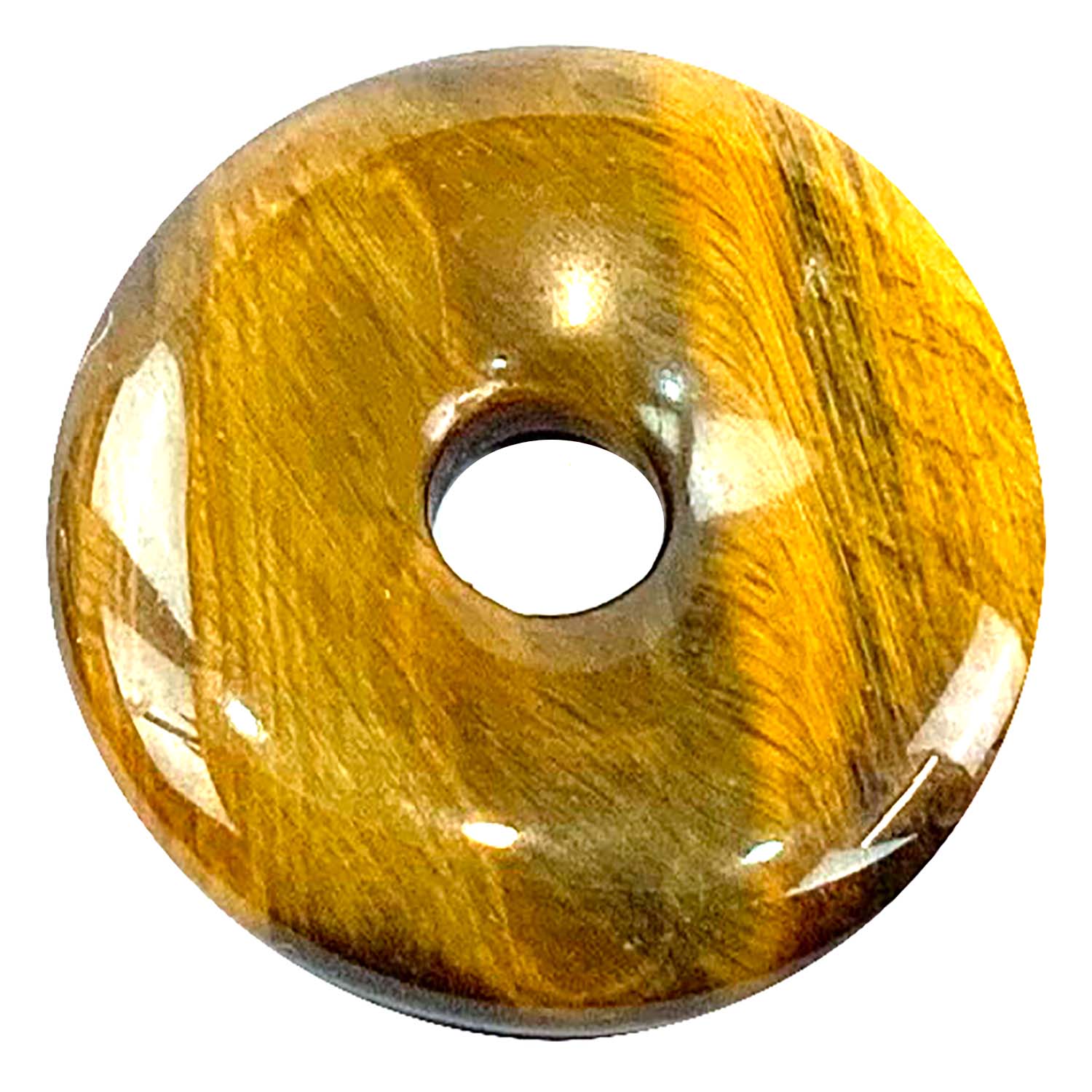 Gold Tigers Eye Munay Ki Pi Donut by GeoFossils – smooth, golden-brown stone with a natural shimmer, perfect for confidence, grounding, and connecting with the Solar Plexus Chakra in Andean spiritual practices.