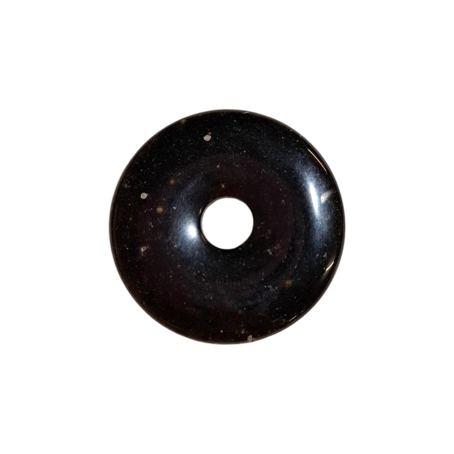 Gold Sheen Obsidian Munay Ki Pi Donut by GeoFossils – smooth, dark stone with shimmering golden highlights, perfect for protection, empowerment, and connecting with the Solar Plexus and Root Chakras in Andean spiritual practices.