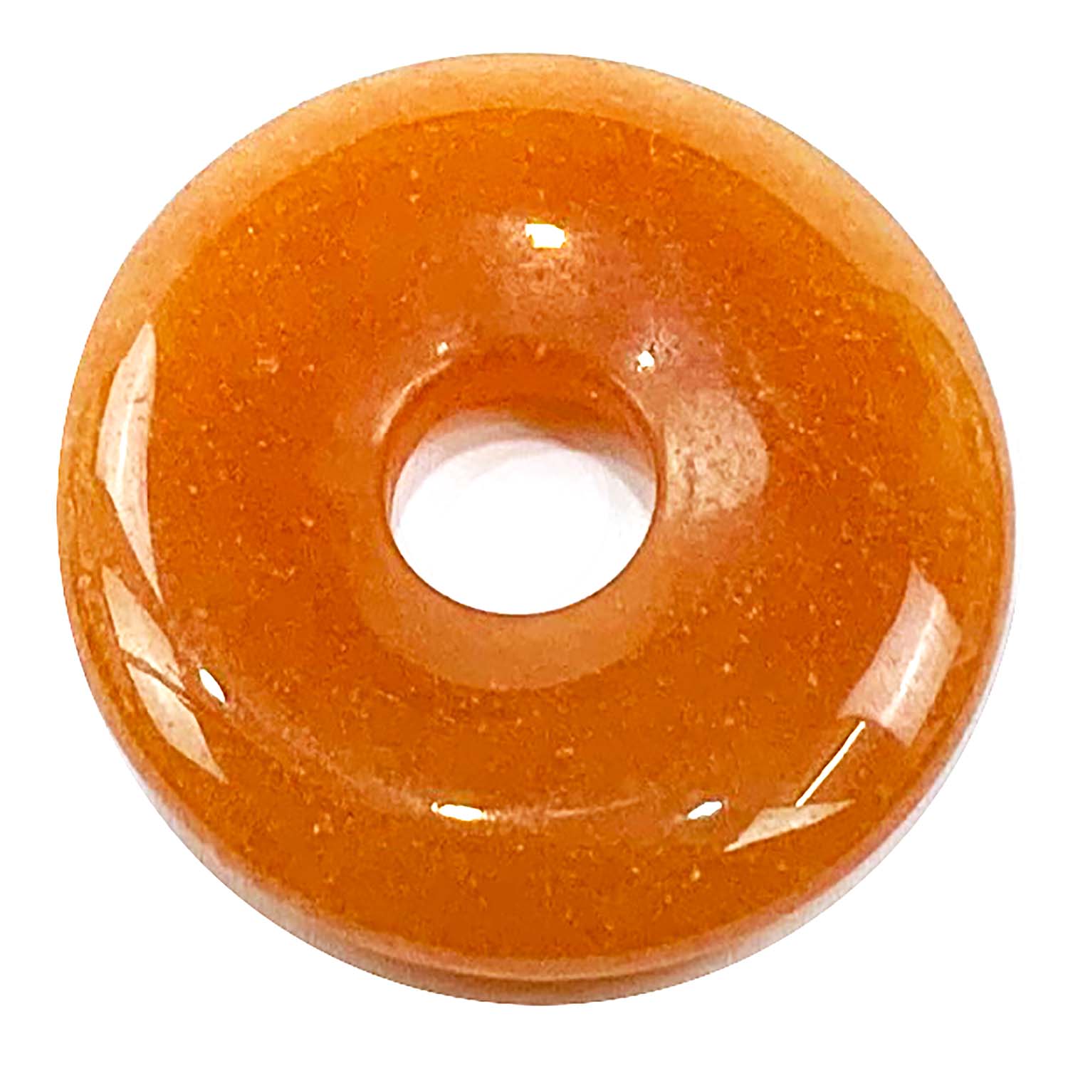 Orange Aventurine Munay Ki Pi Donut by GeoFossils – smooth, warm orange circular stone, perfect for creativity, emotional healing, and connecting with the Sacral Chakra in Andean spiritual practices.