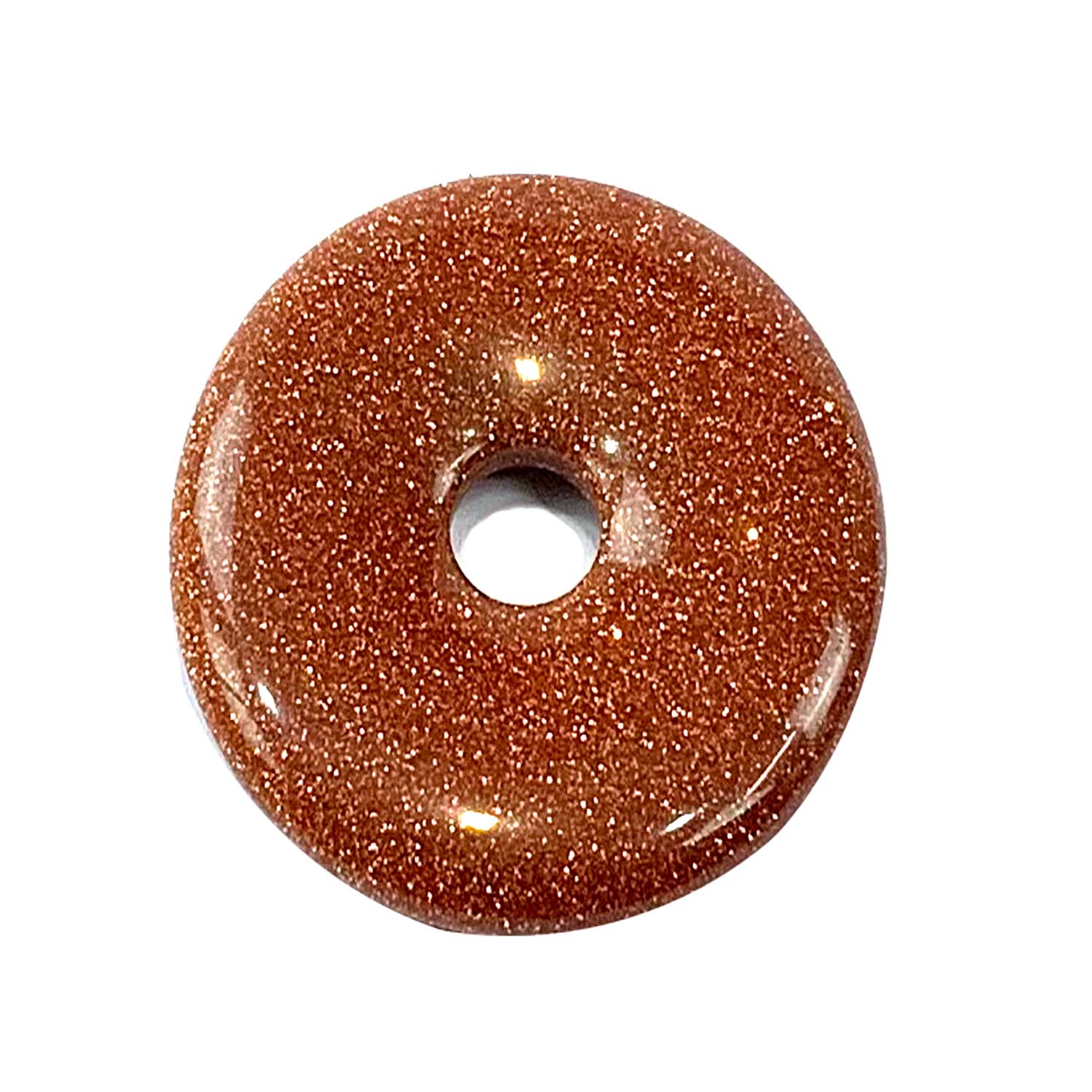 Red Goldstone Munay Ki Pi Donut by GeoFossils – smooth, deep red circular stone with sparkling flecks, perfect for ambition, confidence, and connecting with the Root and Sacral Chakras in Andean spiritual practices.