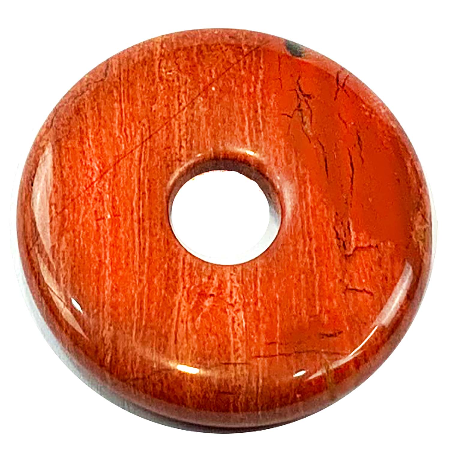 Red Jasper Munay Ki Pi Donut by GeoFossils – smooth, warm red circular stone, perfect for grounding, protection, and connecting with the Root Chakra in Andean spiritual practices.