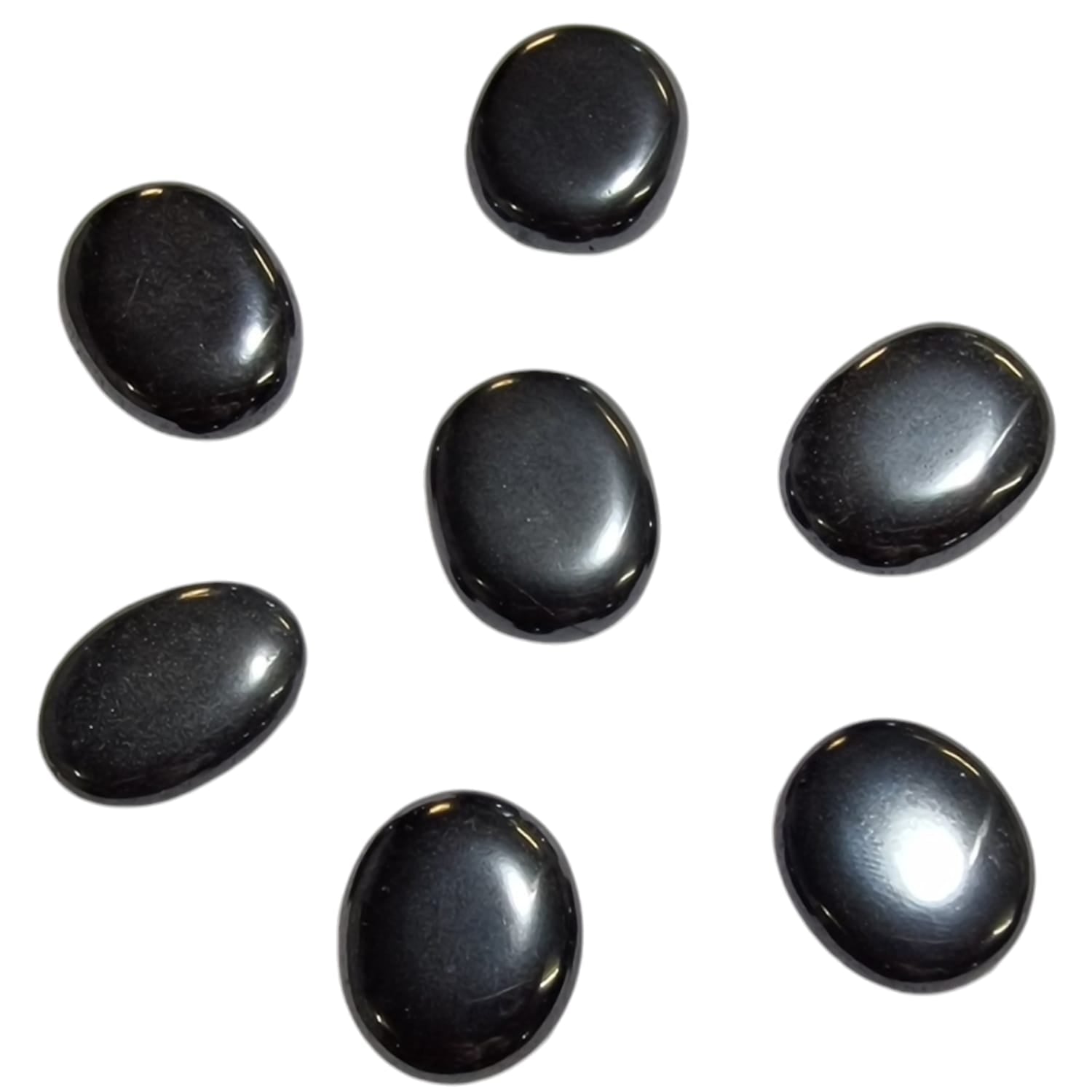 Hematite Mini Oval – a metallic grey crystal known for grounding, protection, and mental clarity. Ideal for promoting focus and shielding against negativity