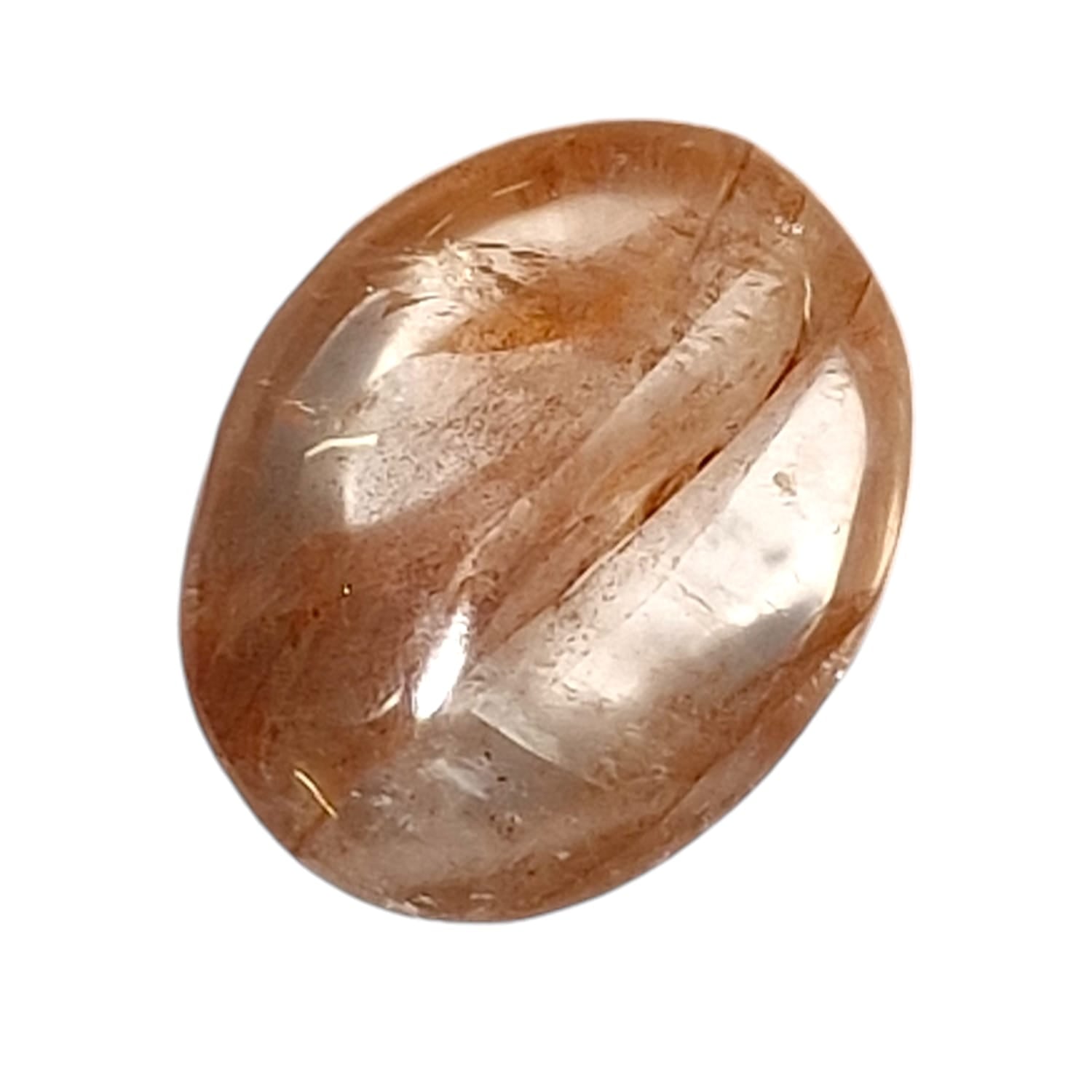 Hematoid Quartz Medium Oval – a striking red and clear crystal known for balancing energy, boosting confidence, and transforming negativity into positivity. Ideal for grounding, focus, and personal empowerment.