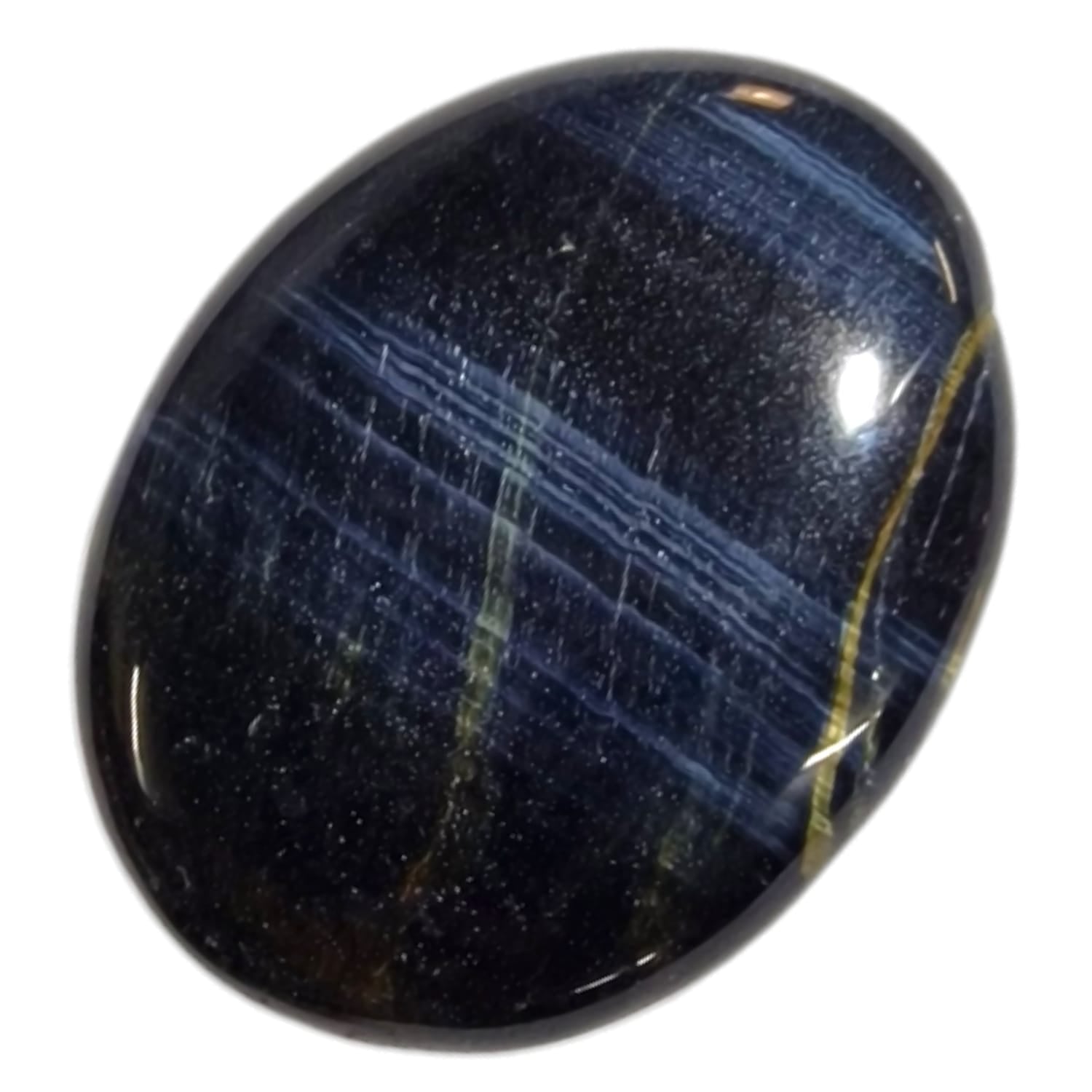 Medium Oval Blue Tiger's Eye by GeoFossils – Calming Stone for Stress Relief, Intuition, and Throat Chakra Balance