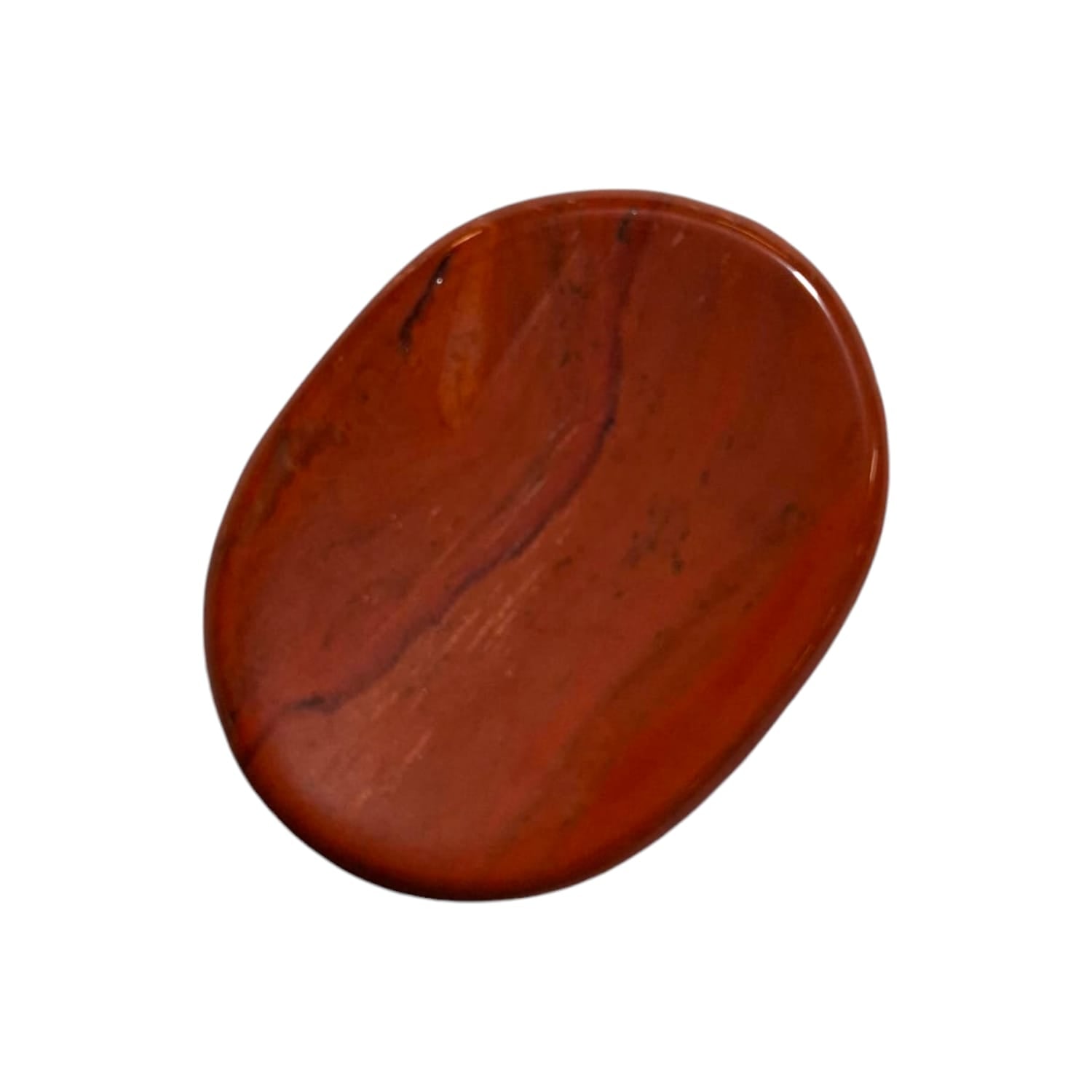 Red Jasper Worry Stone by GeoFossils – smooth, oval stone with a rich red hue, perfect for grounding, energising, and connecting with the Root Chakra, associated with the Earth element.