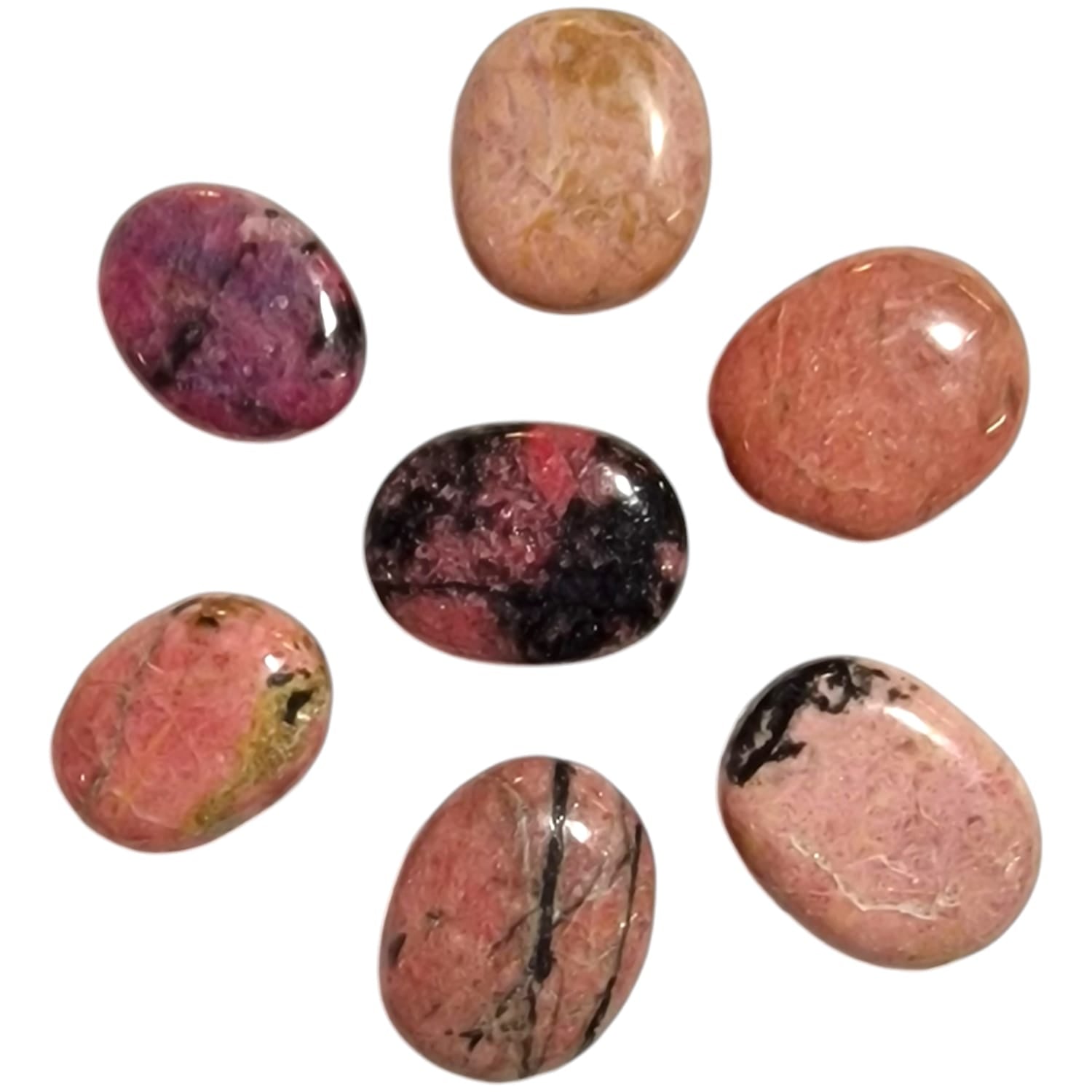 Rhodonite Mini Oval – a pink and black crystal known for promoting compassion, forgiveness, and emotional healing. Ideal for fostering self-love and emotional balance