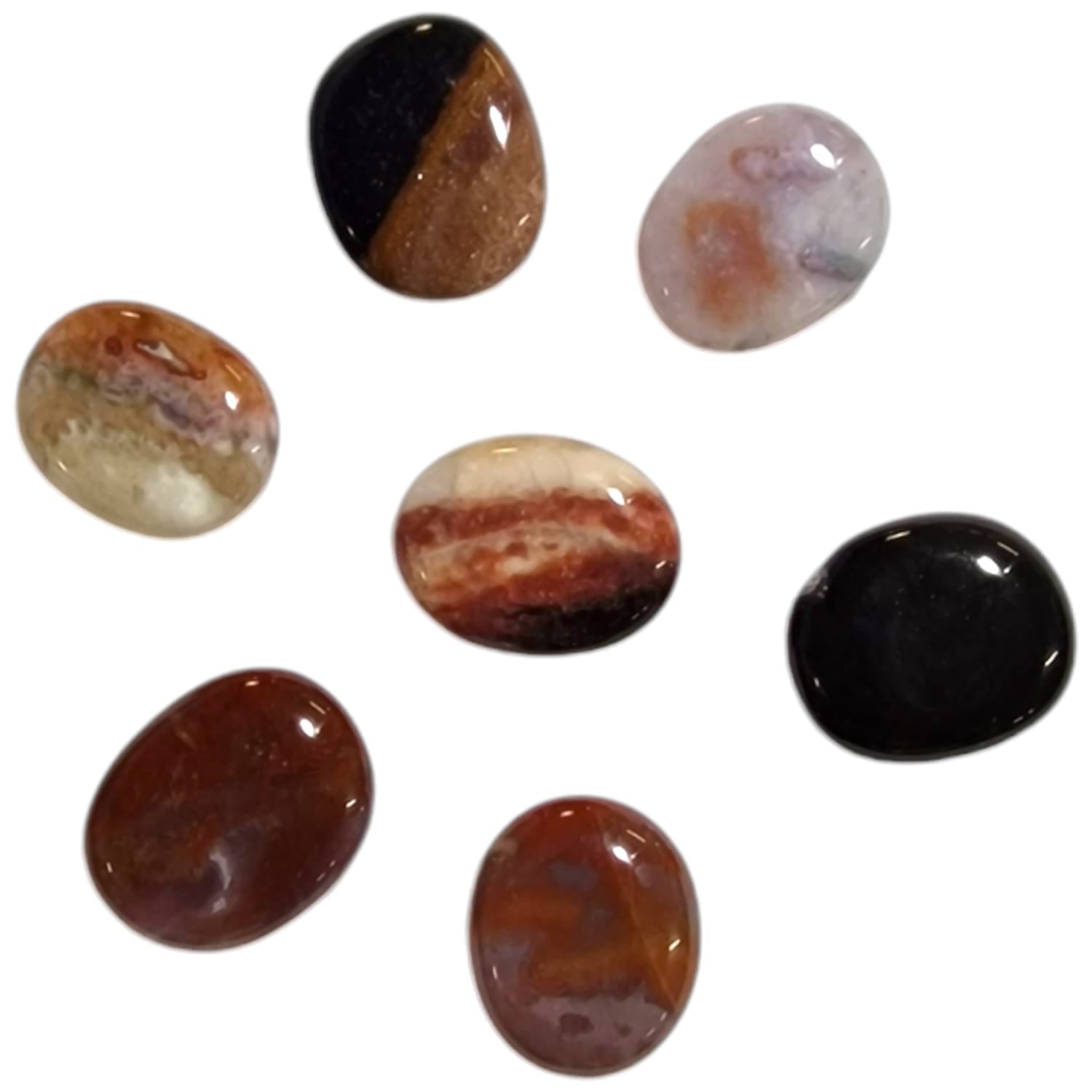 Sardonyx Mini Oval by GeoFossils – smooth, banded stone with rich shades of red, brown, and white, perfect for grounding, protection, and connecting with the Root and Solar Plexus Chakras.