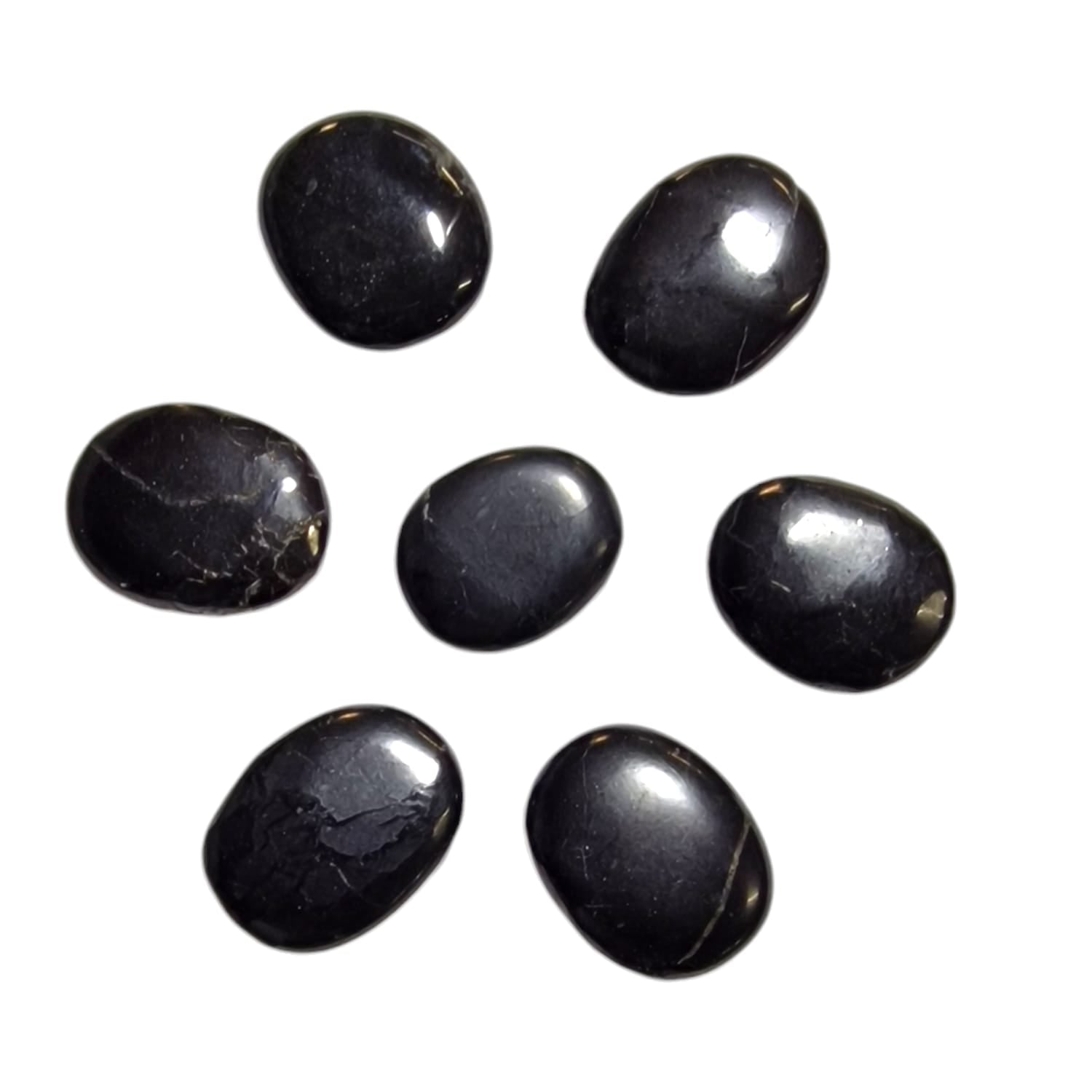 Shungite Mini Oval by GeoFossils – smooth, deep black stone, perfect for protection, grounding, and connecting with the Root Chakra.