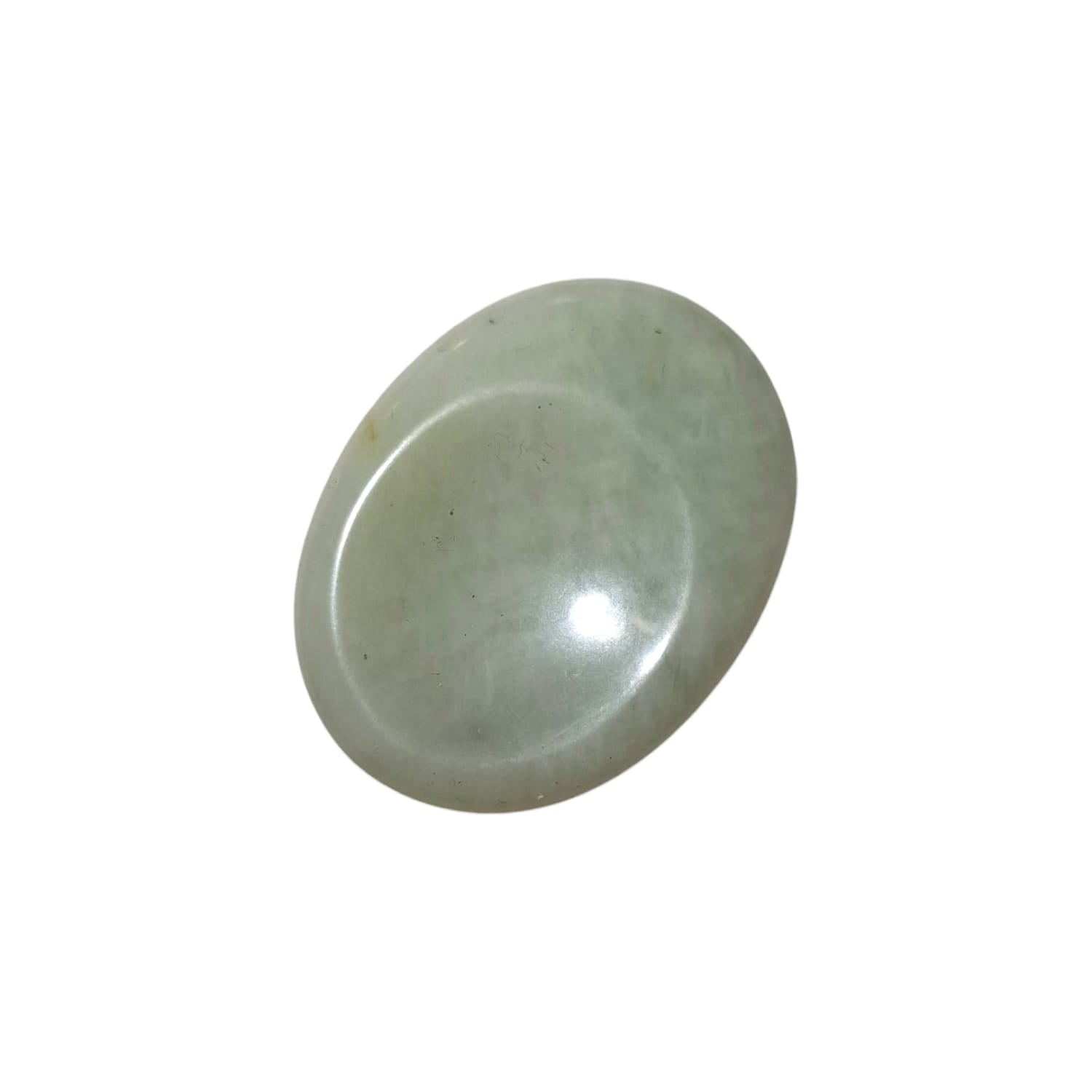 New Jade Thumb Stone by GeoFossils – smooth, oval green stone, perfect for emotional healing, self-love, and connecting with the Heart Chakra, associated with the Earth element.