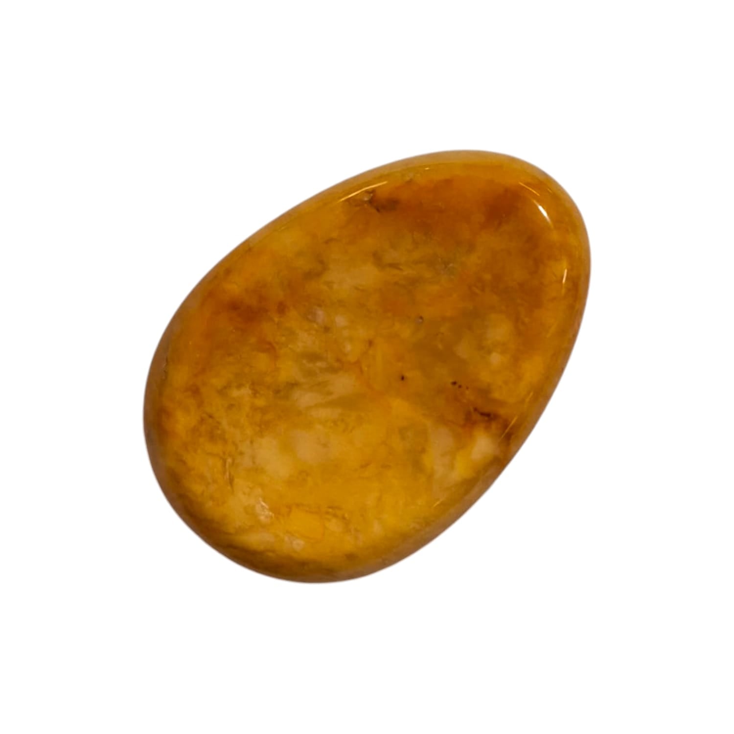 Yellow Jasper Worry Stone by GeoFossils – smooth, oval stone with a warm yellow hue, perfect for grounding, protection, and connecting with the Solar Plexus Chakra, associated with the Earth element.