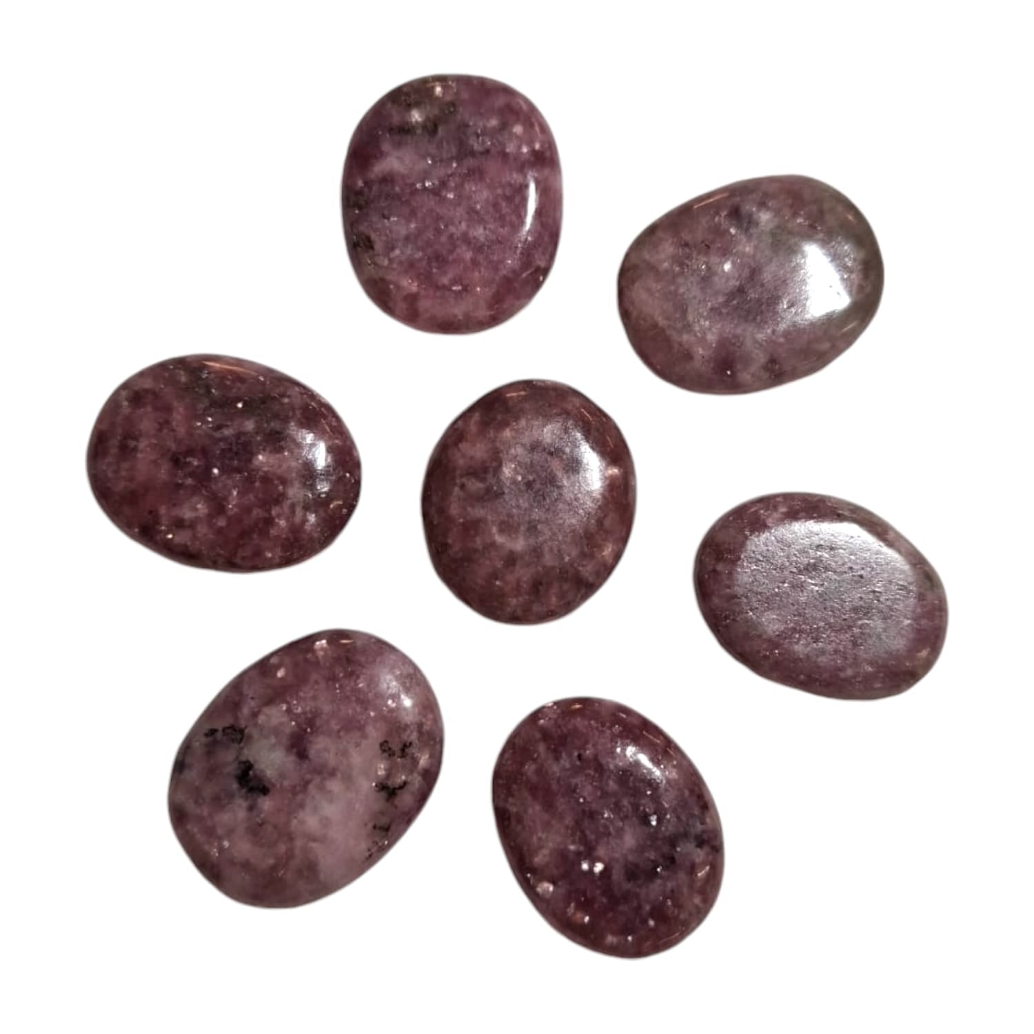 Handmade Mini Oval Lepidolite by GeoFossils – smooth, calming lavender-hued stone perfect for emotional healing, stress relief, and connecting with the Crown and Heart Chakras.